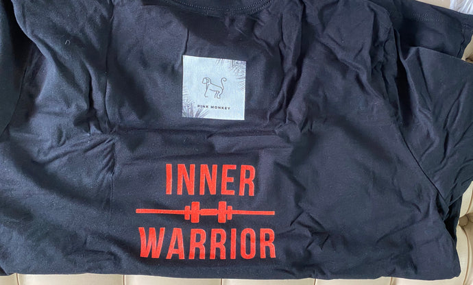 Men's Inner Warrior Black Pure Cotton T-Shirt by Pink Monkey