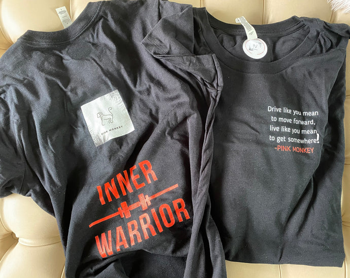 Women's Inner Warrior Black Pure Cotton T-Shirt by Pink Monkey
